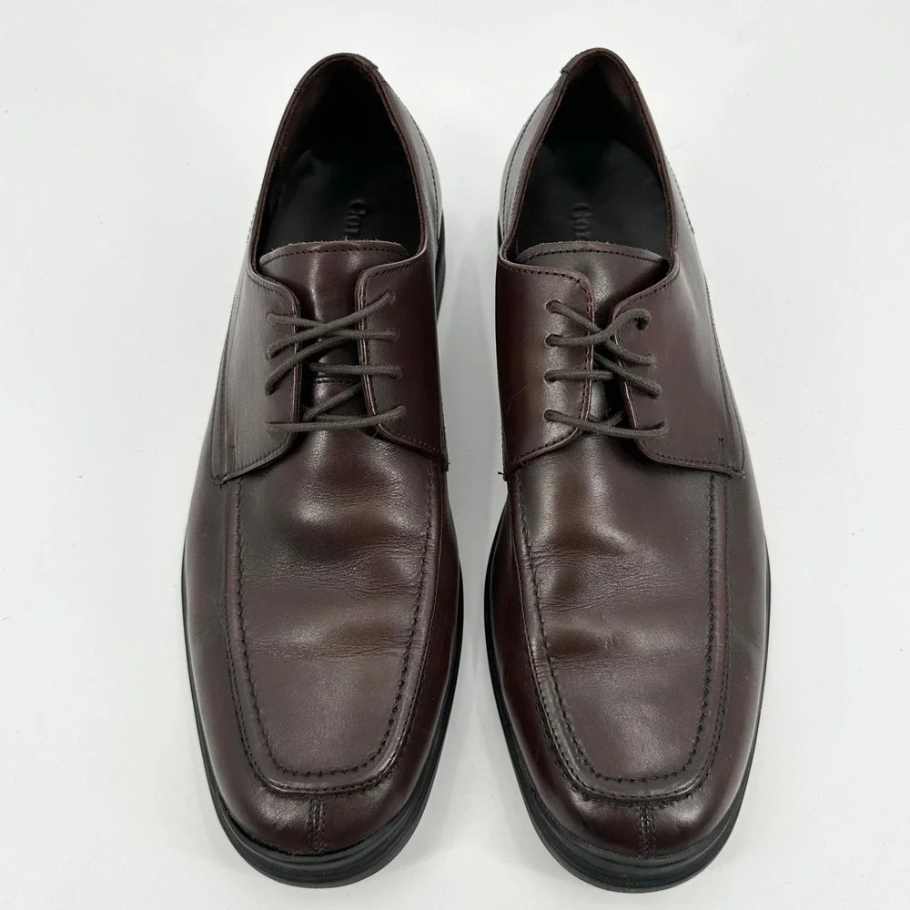 Cole Haan Mens Dark Brown Leather Apron Toe Derby Dress Shoes Size 11 M